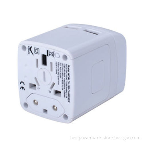 Pantone Color Multi-nation Travel Adapters, 2.5A Dual-USB Port, CE, RoHS, FCC, SGS Mark